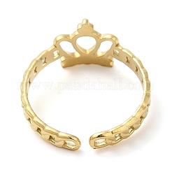 Bague ouverte en acier inoxydable 304 avec couronne creuse pour femme&nbsp;RJEW-I098-21G