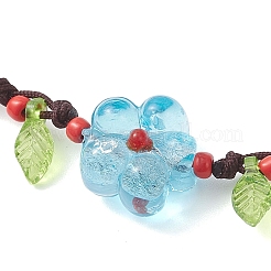 Braccialetti di perline intrecciate in vetro soffiato a bocca con lamina d'argento e perline di giada bianca naturale fatti a mano per le donne&nbsp;BJEW-JB12728-02