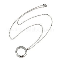 Collier pendentif médaillon rond plat visible en acier inoxydable 304 pour cendres d'animaux de compagnie&nbsp;LS-NJEW-S455-08P