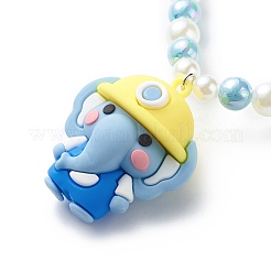 Collana con pendente in plastica animale dei cartoni animati con catene di perline di perle acriliche per bambini&nbsp;NJEW-JN03960