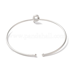 Brazaletes abiertos con letras de circonita cúbica transparente micro pavé de latón chapado en estante&nbsp;BJEW-A018-01P-Q