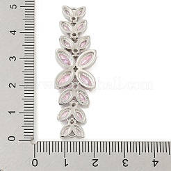 Fiore in ottone con pavé di zirconi rosa con ciondoli per connettori a maglie a foglia&nbsp;KK-P277-52P-02