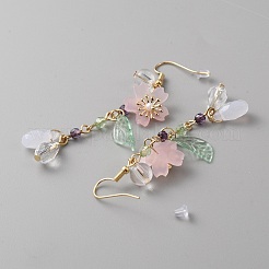 Orecchini pendenti in resina con fiore di ciliegio&nbsp;EJEW-WH0015-19