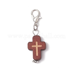 Décorations suspendues en forme de croix en bois naturel&nbsp;HJEW-JM03264-01