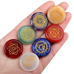 Chakra pierres précieuses naturelles pierres rondes et plates&nbsp;PW-WG64968-01