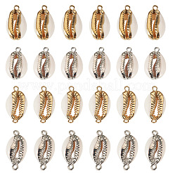 24 Stück 4 Stile Galvanisieren Kauri Muschel Gliederverbinder Charms und Anhänger&nbsp;SHEL-TA0001-25