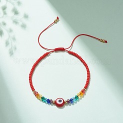 Malocchio di lampwork e braccialetto di perline di vetro&nbsp;BJEW-JB08367-05