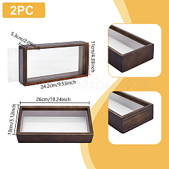Expositor rectangular de acrílico transparente de doble cara con vitrinas de madera.&nbsp;ODIS-WH0038-237A