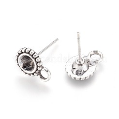 Antike silberne tibetanische Stil-Legierung Ohrstecker Zubehör&nbsp;X-TIBE-A20145-AS-FF