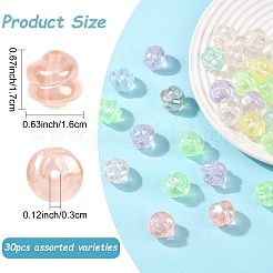 30 pièce de perles acryliques irisées arc-en-ciel transparentes et lumineuses&nbsp;LACR-YW0001-07