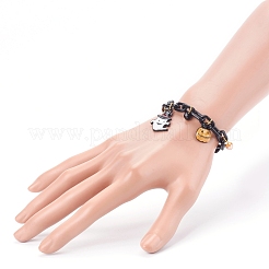 Bracelets à breloques en alliage émaillé thème halloween&nbsp;BJEW-JB05978