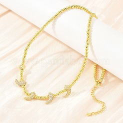 Collane in ottone con micro pavé di zirconi cubici trasparenti&nbsp;KK-CBA4547-15G