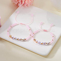 2 set di braccialetti con perline intrecciate in resina e vetro per la festa della mamma&nbsp;WGEEE28-01