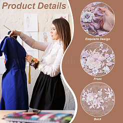 Accessori per ornamenti ricamati in poliestere con perline floreali 3d&nbsp;DIY-WH0622-001B