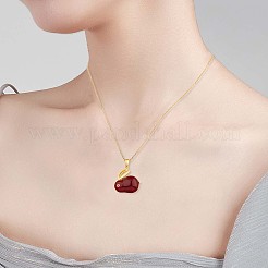 Collar con colgante de conejito de circonita cúbica y jade blanco natural teñido de rojo&nbsp;JN1072A