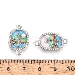 Dijes de conector de aleación de cristal con rhinestone y perlas de imitación ABS&nbsp;PALLOY-T092-07P