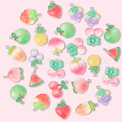 30 pendentif en résine translucide sur le thème des fruits&nbsp;RESI-SC0036-47