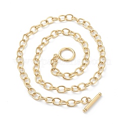 Collane a catena in acciaio inossidabile 304 con placcatura sotto vuoto in pvd&nbsp;NJEW-I248-21G
