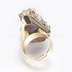 Einstellbare druzy Kristall Fingerringe&nbsp;RJEW-L082-01G