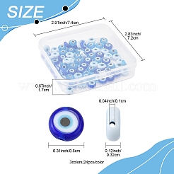 72 Stück 3 Farben handgemachte Stränge mit bösem Blick aus Bunte Malereiperlen&nbsp;LAMP-FS0001-20