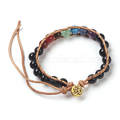 Tigre naturale bracciali cavo occhio perline&nbsp;BJEW-E351-02G