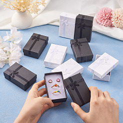 12 Stück 2 Farben rechteckige Geschenkboxen aus Papier für Schmuck mit Schleife&nbsp;CON-TA0001-17
