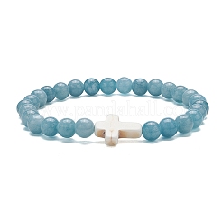 3 Stück 3-teiliges Stretch-Armband-Set aus natürlichem blauem Quarz und Amazonit der Güteklasse A mit türkisfarbenen Kreuzperlen&nbsp;BJEW-JB09408