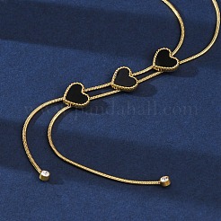 Dreifache Herz-Y-Halsketten aus 304 Edelstahl und schwarzem Kunststoff für Damen&nbsp;NJEW-U032-13G-02