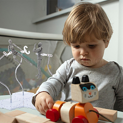 Präsentationsständer für Minifiguren aus Kunststoff mit verstellbarer Halterung aus Schlangenknochen&nbsp;ODIS-WH0070-81B