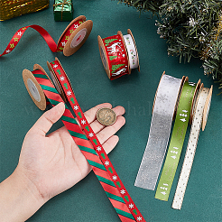 8 Rolle 8 Stile Weihnachts bedrucktes Polyester-Satinband&nbsp;SRIB-PH0001-47