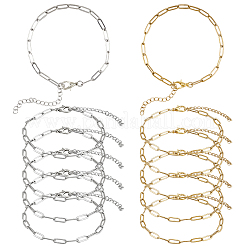 12 Stück 2 Farben 304 Edelstahl Büroklammer Ketten Armbänder für Männer Frauen&nbsp;BJEW-SC0001-63