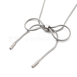 Collane con ciondolo a forma di fiocco con catena a serpente rotonda in acciaio inossidabile 304 per donna&nbsp;NJEW-Z050-01P-01