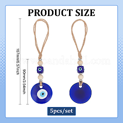 5 adorno colgante de madera y vidrio soplado hecho a mano con el ojo turco&nbsp;HJEW-ME00121