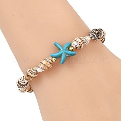 2 Armband aus natürlichen Muscheln und synthetischem Türkis für Damen&nbsp;BJEW-JB13838