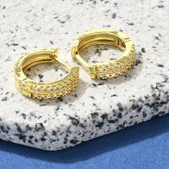 Orecchini a cerchio in ottone chiaro con zirconi cubici&nbsp;LS-EJEW-M047-20G