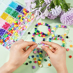 DIY-Sets zum Herstellen von Armbändern aus Kunststoffperlen in gemischten Formen&nbsp;DIY-YW0011-06