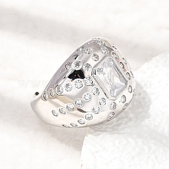 Bagues ouvertes en laiton avec micro pavé de zircones cubiques pour femmes&nbsp;RJEW-L343-03P-02