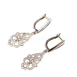 Aretes tipo argolla con circonita cúbica transparente y pavé de latón&nbsp;FS-WGFC578-01