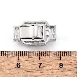Rechteckige Messing-Mikropflaster-Boxverschlüsse mit klaren Zirkonia&nbsp;KK-G505-36P-02
