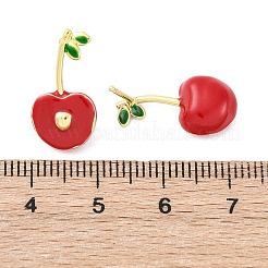 Boucles d'oreilles à tige en laiton émaillé cerise pour femmes&nbsp;EJEW-G425-02G