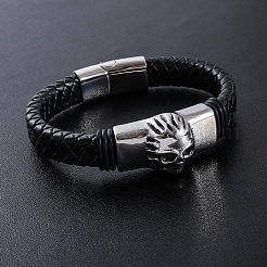 Punk-Armbänder aus geflochtenem PU-Leder&nbsp;EQ6903