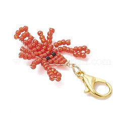 Decorazioni pendenti con gamberetti in perline di vetro&nbsp;HJEW-MZ00408