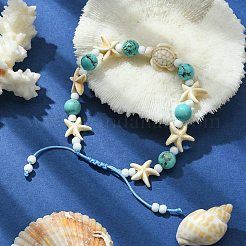 Schildkröten- und Seestern-Armbänder sowie runde&nbsp;BJEW-TA00363