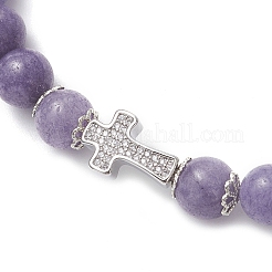 Pulseras elásticas de jade blanco natural teñido de 9 mm con cuentas redondas para mujer&nbsp;BJEW-JB12256-03