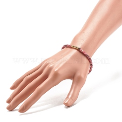 Pulsera elástica con cuentas de rondelle de jade natural de Malasia (teñido) con latón&nbsp;BJEW-JB07967-04