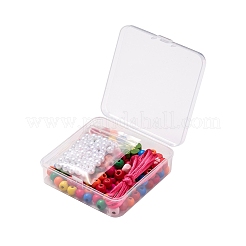 160 pièces rondes et fleurs en bois/perles en plastique&nbsp;DIY-FS0001-51