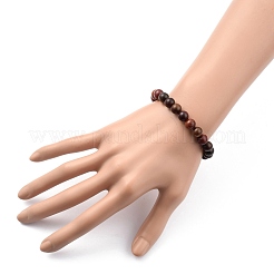 Bracelets extensibles unisexes en bois naturel avec perles&nbsp;X-BJEW-JB05463-04