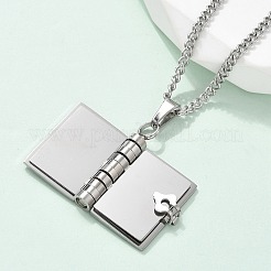 Collane con ciondolo a forma di libro in acciaio inossidabile 304 per donna&nbsp;NJEW-U037-01A-P