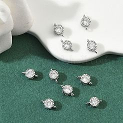 Messing Pflaster klar Kubisch Zirkonia flache runde Anschluss Charms&nbsp;XGRQ3D158-499P