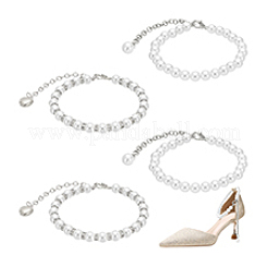 2 Paar 2 Stile Damen abnehmbare ABS-Kunststoff-Schnürsenkel mit Perlen für High Heels&nbsp;DIY-PH0022-88A